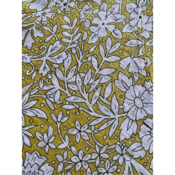 Rachel Ashwell NWT Green/Yellow & Cream Floral 100% Linen Shirt, Size 1X - Picture 2 of 7